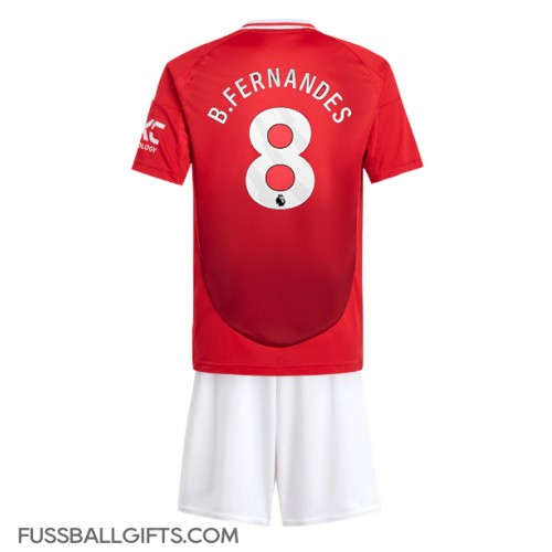 Manchester United Bruno Fernandes #8 Fußballbekleidung Heimtrikot Kinder 2024-25 Kurzarm (+ kurze hosen)